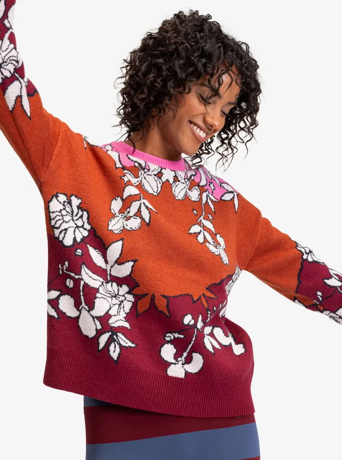 Roxy Sweaters ROWLEY X Technical Sweater Burnt Henna Laurel Floral 8211 Womens