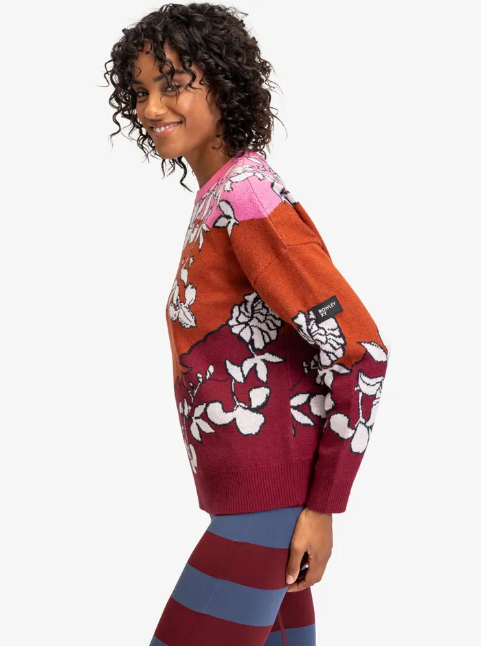Roxy Sweaters ROWLEY X Technical Sweater Burnt Henna Laurel Floral 8211 Womens