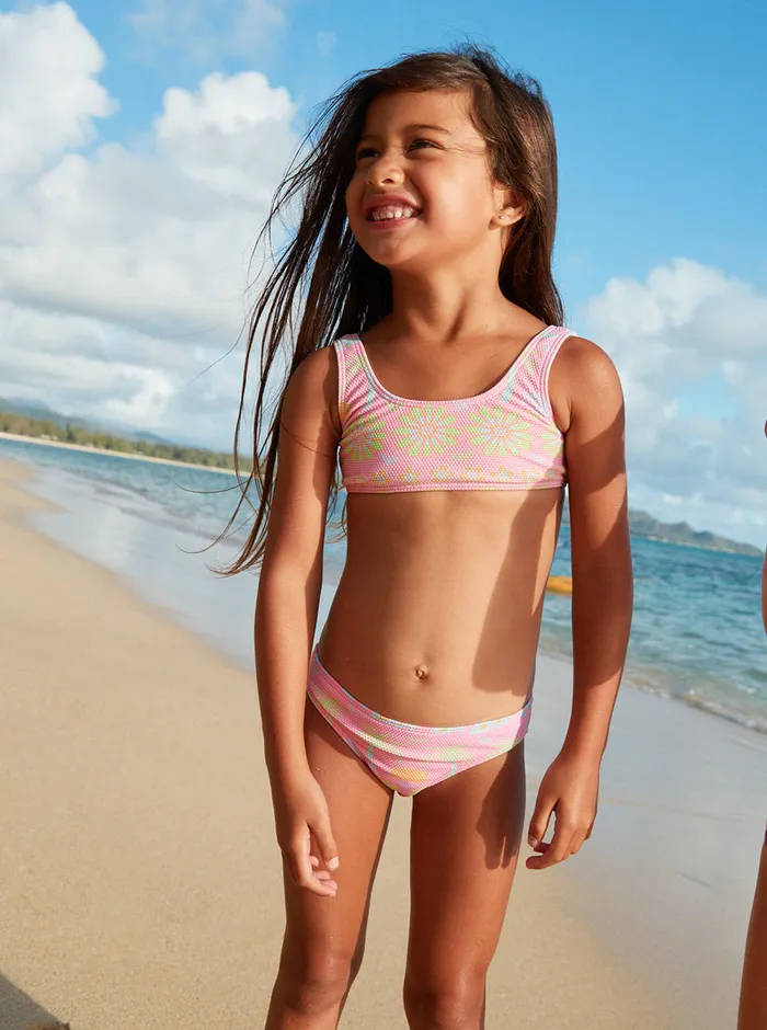 Roxy Swim 27 Beach Day Together Two Piece Bralette Bikini Set Sachet Pink Beachy Bebe 8211 Girls