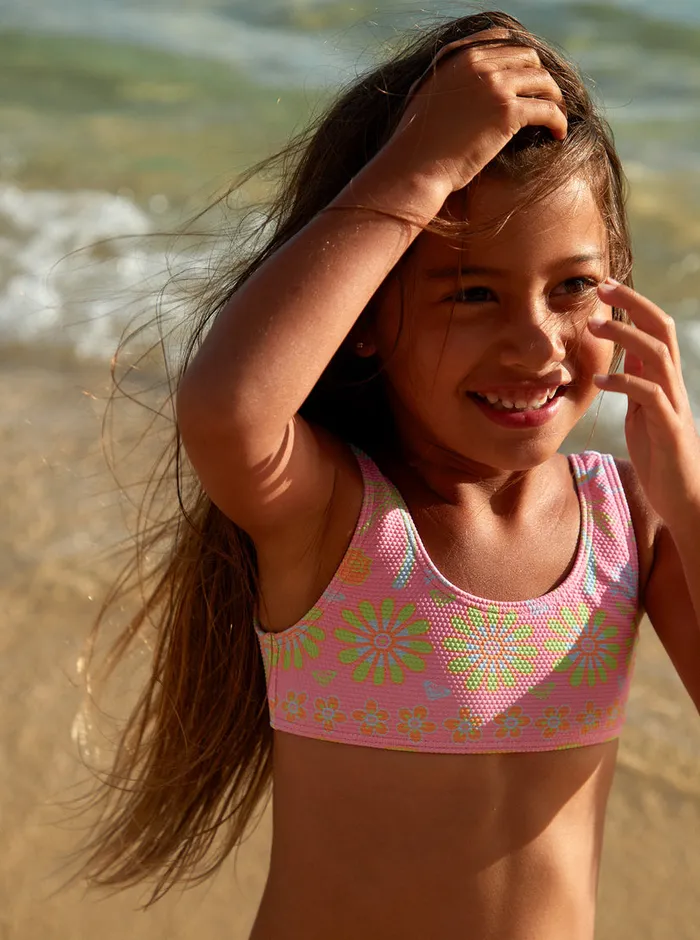 Roxy Swim 27 Beach Day Together Two Piece Bralette Bikini Set Sachet Pink Beachy Bebe 8211 Girls