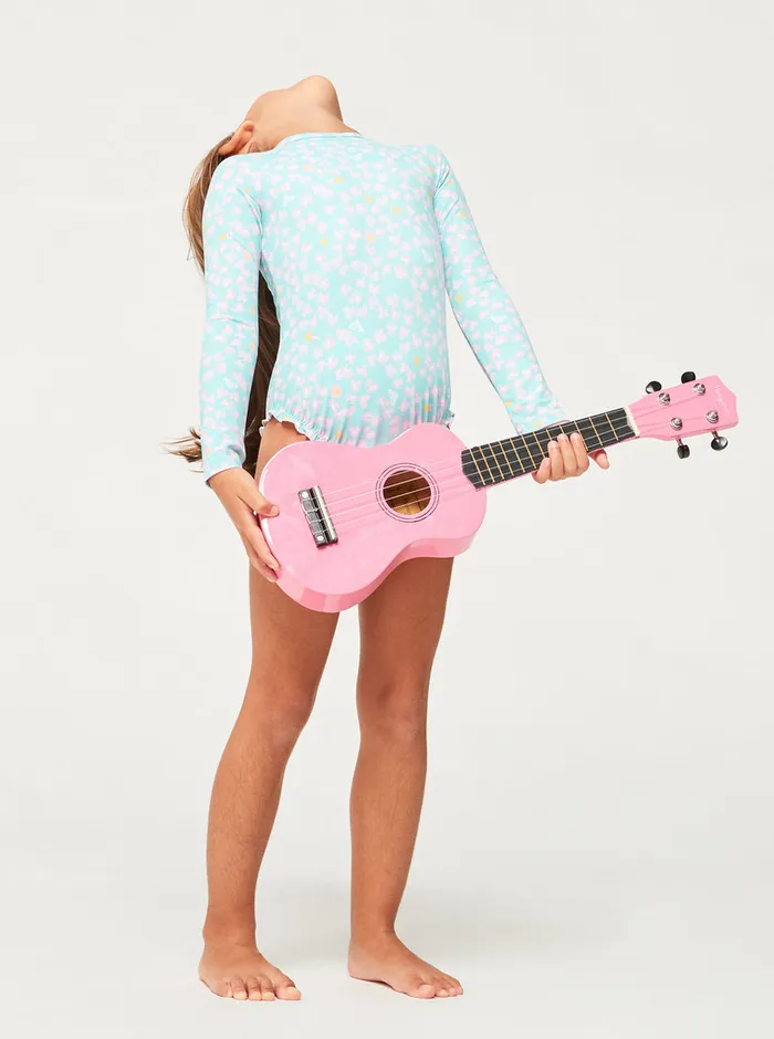 Roxy Swim 27 Teenie Ditsy OnePiece Rashguard Aruba Blue Teenie Ditsy 8211 Girls