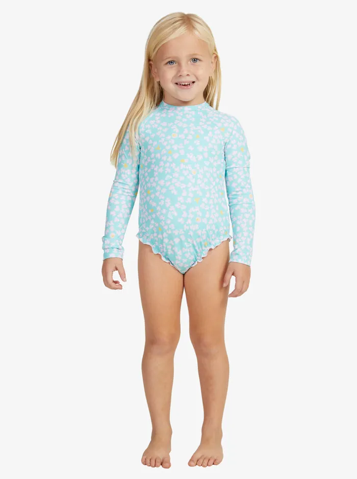 Roxy Swim 27 Teenie Ditsy OnePiece Rashguard Aruba Blue Teenie Ditsy 8211 Girls