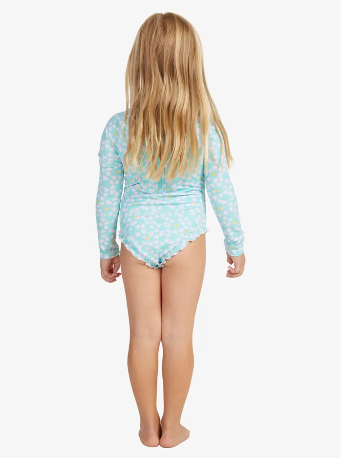 Roxy Swim 27 Teenie Ditsy OnePiece Rashguard Aruba Blue Teenie Ditsy 8211 Girls