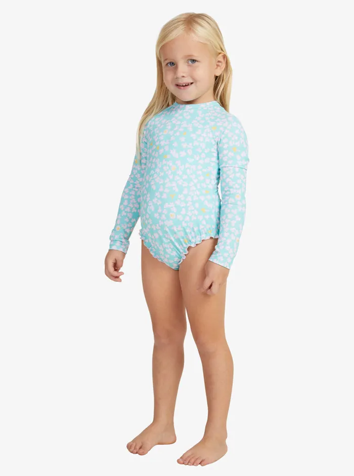 Roxy Swim 27 Teenie Ditsy OnePiece Rashguard Aruba Blue Teenie Ditsy 8211 Girls