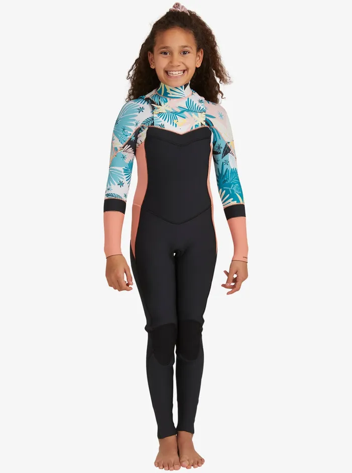 Roxy Swim 32mm Syncro GBS Chest Zip Wetsuit Blackpale Coralbutter 8211 Girls