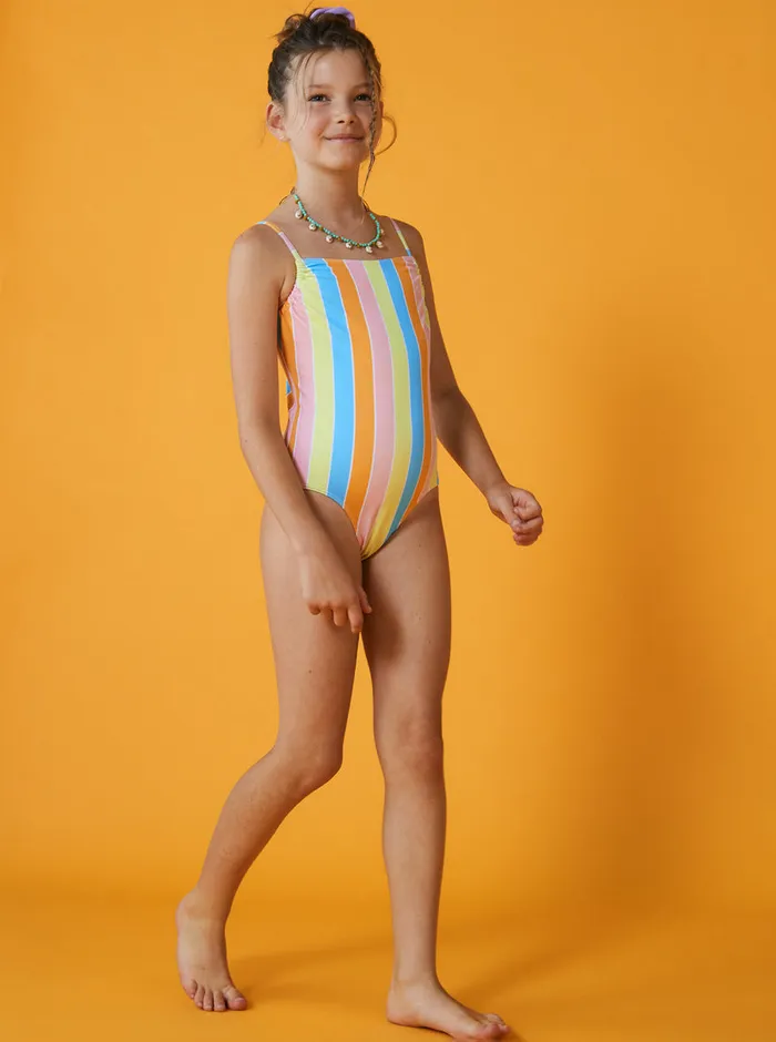 Roxy Swim 416 Last In Paradise OnePiece Swimsuit Bachelor Button Rainbow Rays 8211 Girls