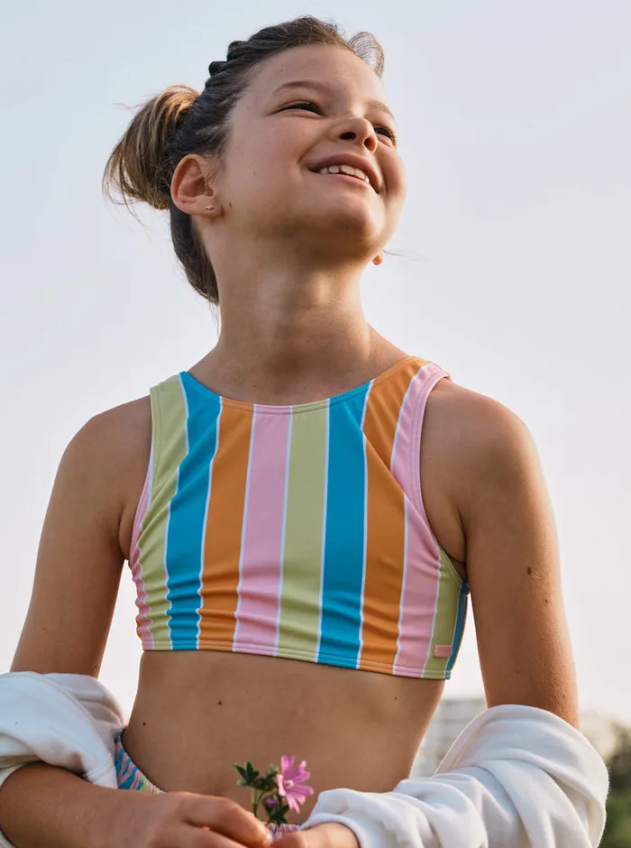 Roxy Swim 416 Last In Paradise Two Piece Crop Top Bikini Set Bachelor Button Rainbow Rays 8211 Girls Roxy Swim 416 Last In Paradise Two Piece Crop Top Bikini Set Bachelor Button Rainbow Rays 8211 Girls