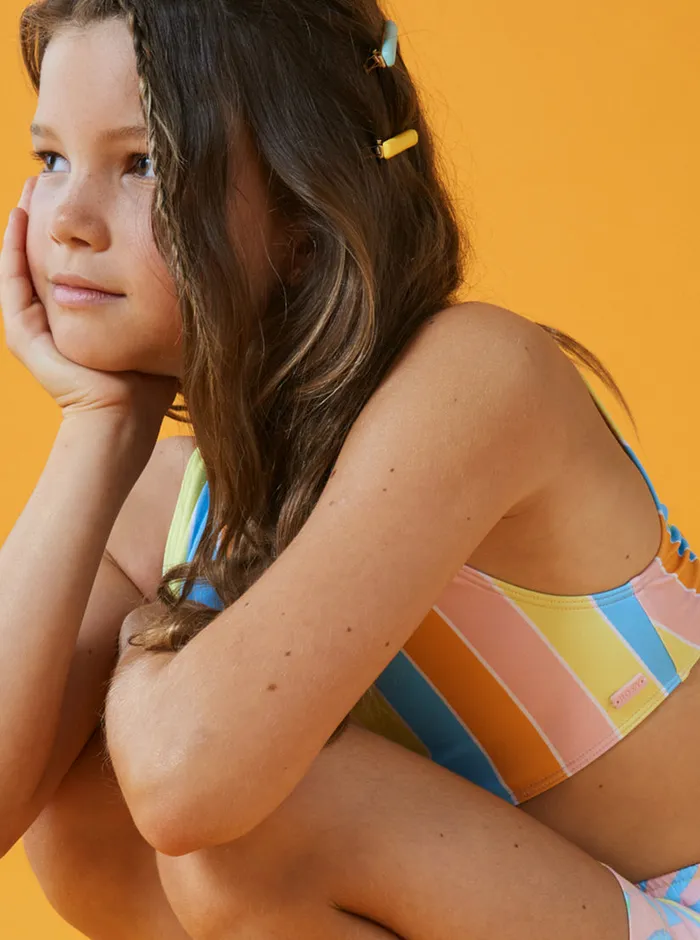 Roxy Swim 416 Last In Paradise Two Piece Crop Top Bikini Set Bachelor Button Rainbow Rays 8211 Girls