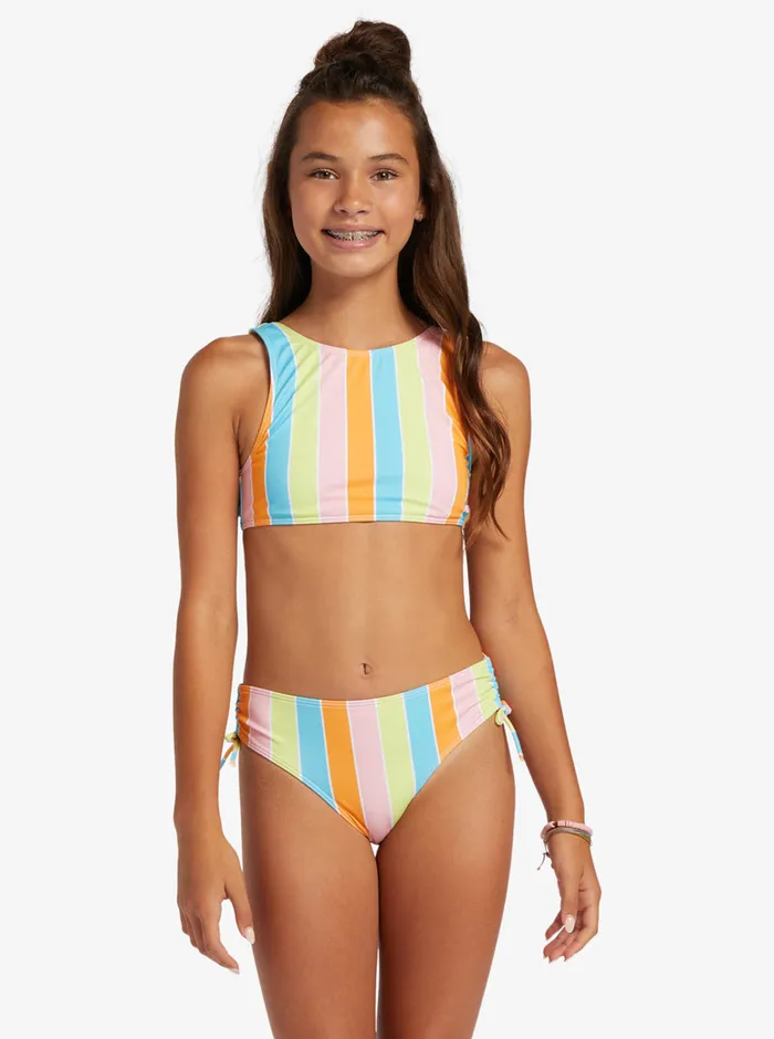 Roxy Swim 416 Last In Paradise Two Piece Crop Top Bikini Set Bachelor Button Rainbow Rays 8211 Girls