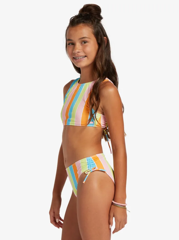 Roxy Swim 416 Last In Paradise Two Piece Crop Top Bikini Set Bachelor Button Rainbow Rays 8211 Girls