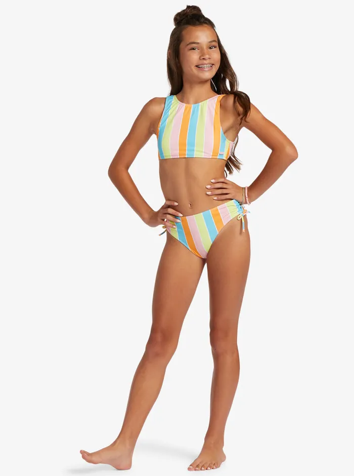 Roxy Swim 416 Last In Paradise Two Piece Crop Top Bikini Set Bachelor Button Rainbow Rays 8211 Girls