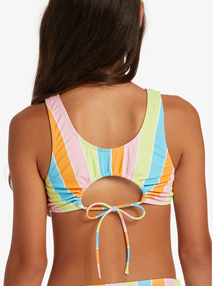 Roxy Swim 416 Last In Paradise Two Piece Crop Top Bikini Set Bachelor Button Rainbow Rays 8211 Girls