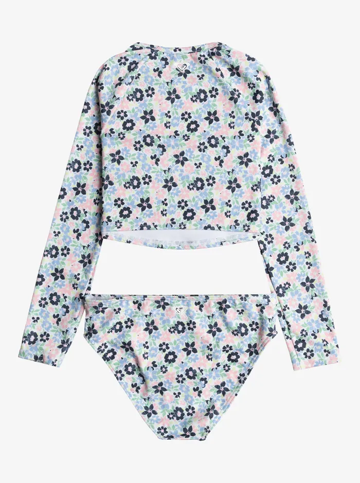Roxy Swim 716 Dreamer Cropped LongSleeve Rashguard Set Bel Air Ephemere Small 8211 Girls