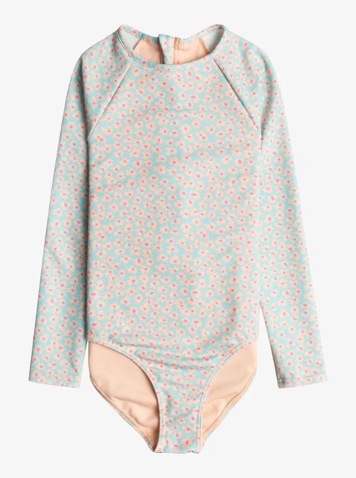 Roxy Swim 716 Flower Bed Long Sleeve OnePiece Swimsuit Aruba Blue Flower Bed 8211 Girls Roxy Swim 716 Flower Bed Long Sleeve OnePiece Swimsuit Aruba Blue Flower Bed 8211 Girls