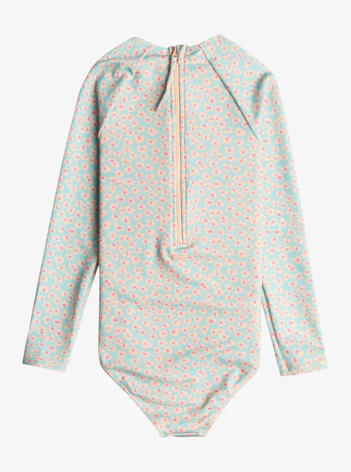 Roxy Swim 716 Flower Bed Long Sleeve OnePiece Swimsuit Aruba Blue Flower Bed 8211 Girls