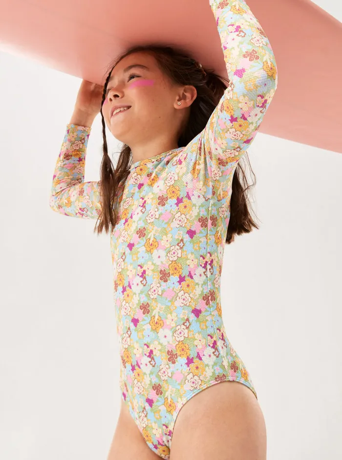 Roxy Swim 716 Nostalgic Seaside LongSleeve Swimsuit Fern Memories 8211 Girls