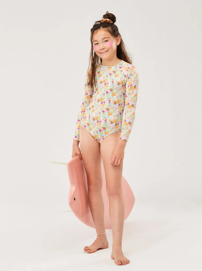 Roxy Swim 716 Nostalgic Seaside LongSleeve Swimsuit Fern Memories 8211 Girls