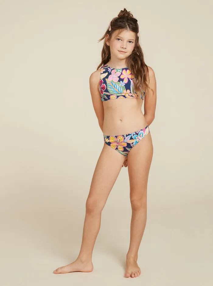 Roxy Swim 716 Paradise Trip Two Piece Crop Top Bikini Set Mood Indigotrue Paradise 8211 Girls