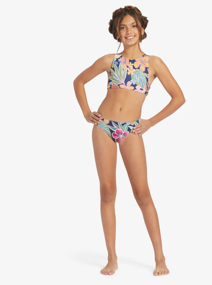 Roxy Swim 716 Paradise Trip Two Piece Crop Top Bikini Set Mood Indigotrue Paradise 8211 Girls