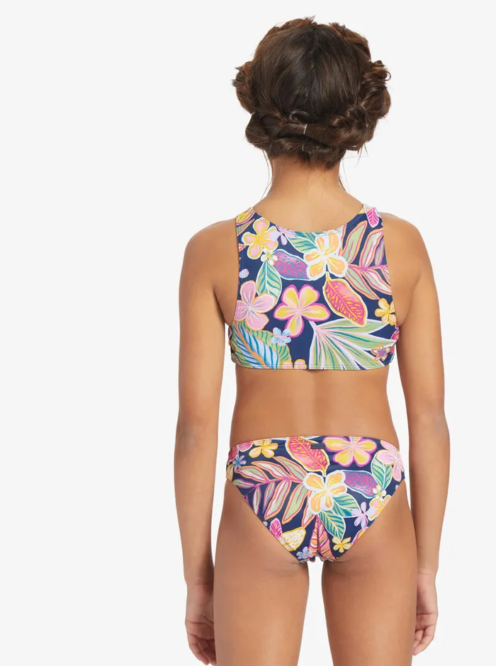 Roxy Swim 716 Paradise Trip Two Piece Crop Top Bikini Set Mood Indigotrue Paradise 8211 Girls