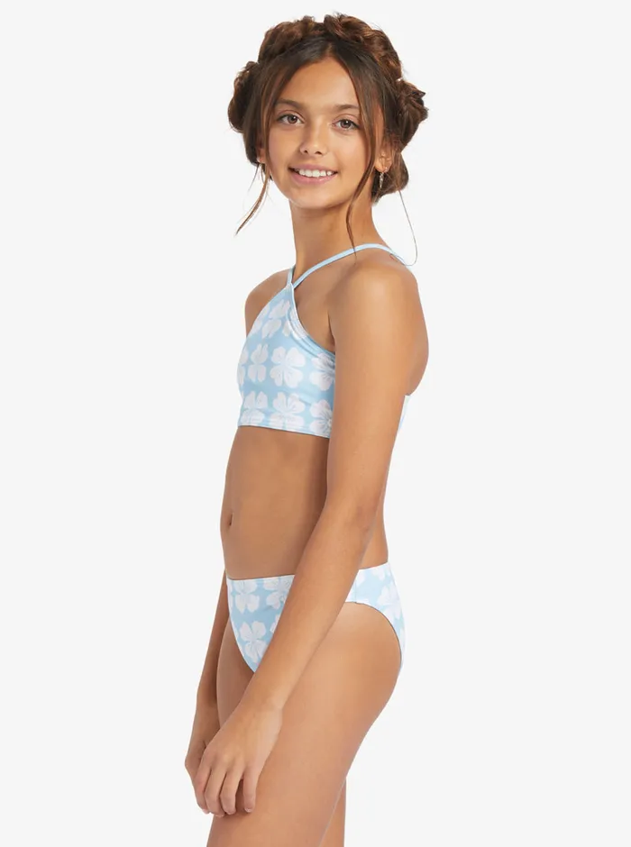 Roxy Swim 716 Vacation Memories Two Piece Crop Top Bikini Set Clear Sky Clik 8211 Girls