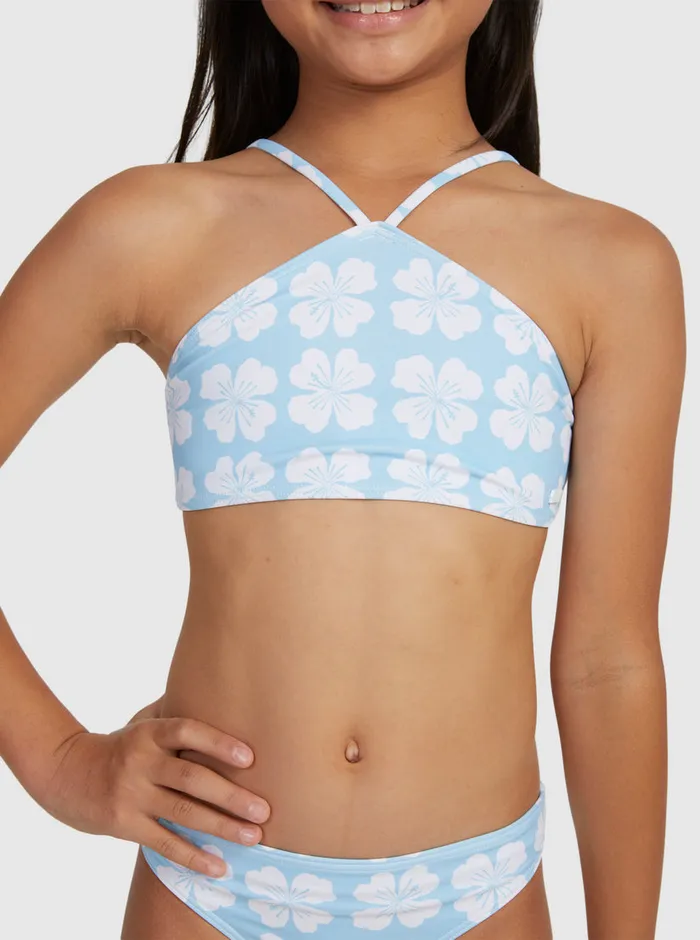 Roxy Swim 716 Vacation Memories Two Piece Crop Top Bikini Set Clear Sky Clik 8211 Girls