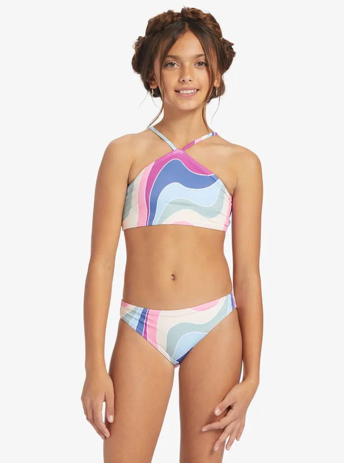 Roxy Swim 716 Vacation Memories Two Piece Crop Top Bikini Set Vivid Viola Cruz 8211 Girls