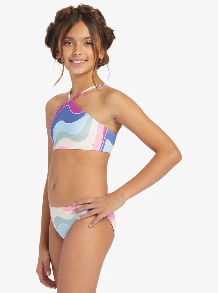 Roxy Swim 716 Vacation Memories Two Piece Crop Top Bikini Set Vivid Viola Cruz 8211 Girls