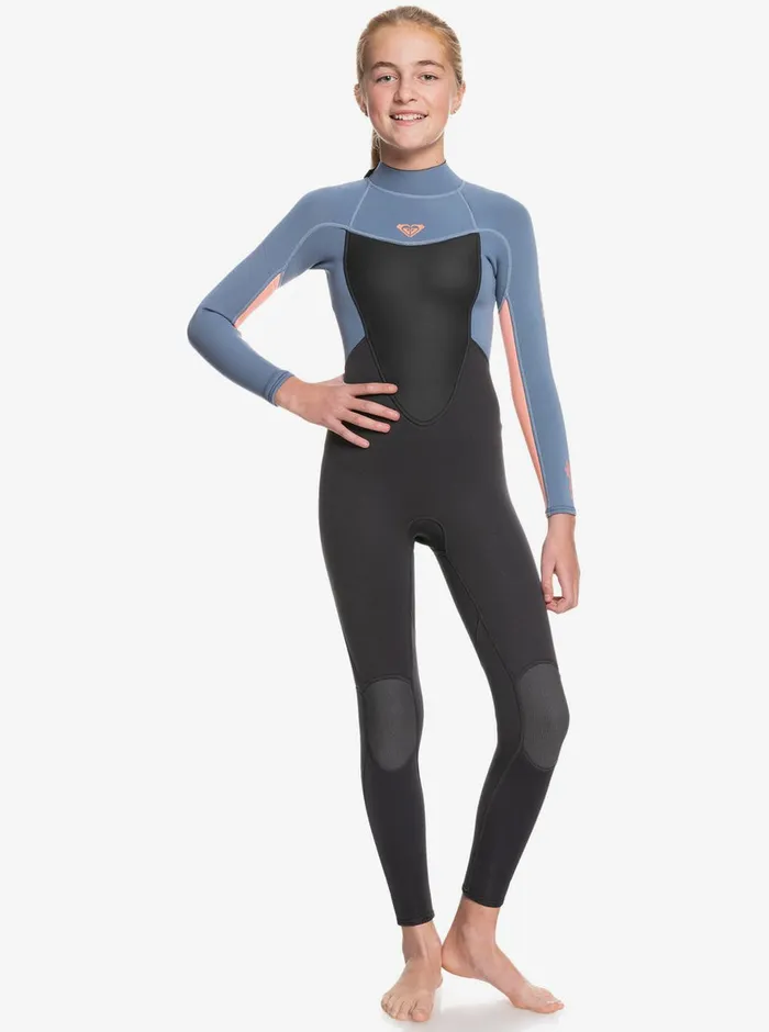 Roxy Swim 816 32mm Prologue Back Zip Wetsuit Cloud Blkpowderdgreysunglow 8211 Girls