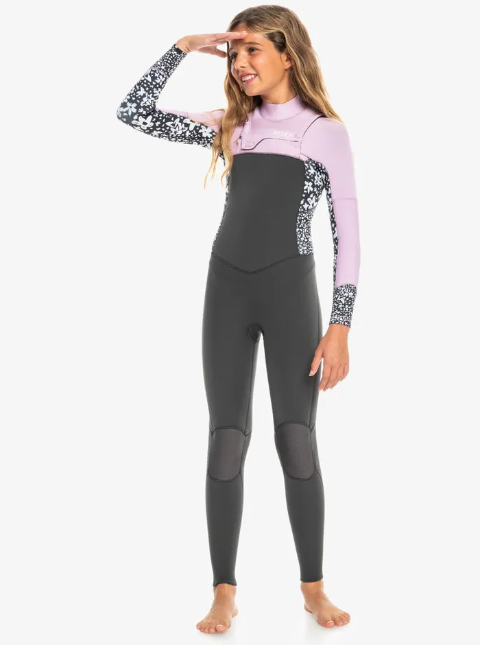 Roxy Swim 816 43mmswell Series Back Zip Wetsuit Jetorchid Bouquet 8211 Girls