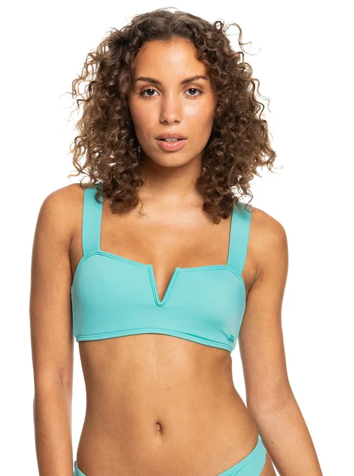 Roxy Swimsuits Love The Coco V Bralette Bikini Top Sea Blue 8211 Womens