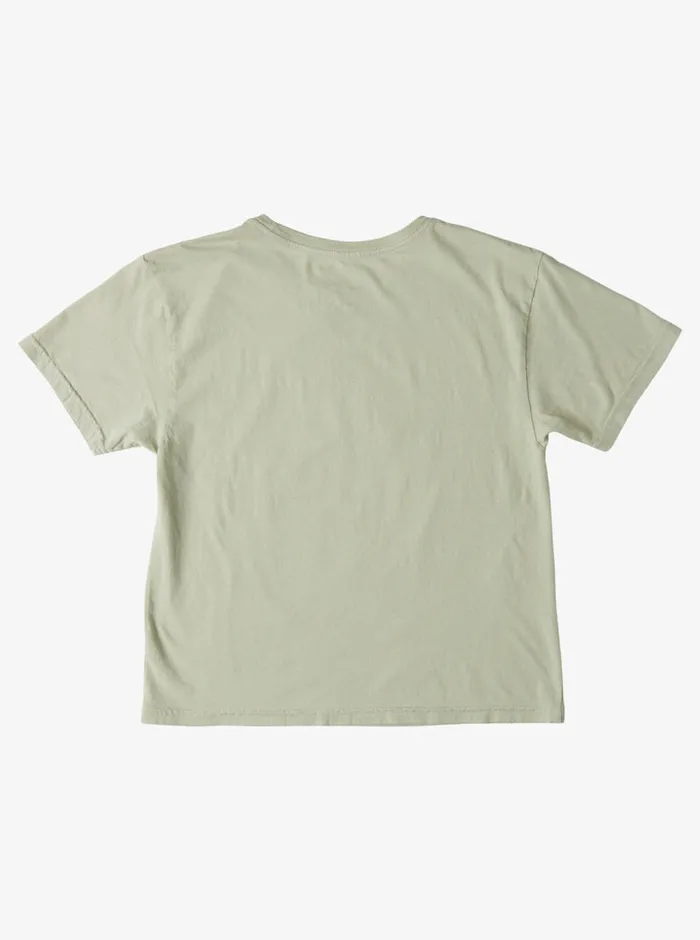 Roxy Tees and Tanks 416 Hibiscus Paradise Oversized Boyfriend TShirt Laurel Green 8211 Girls