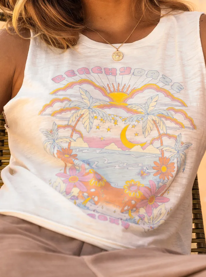 Roxy Tees and Tanks Beachy Days Muscle Tank Snow White 8211 Womens