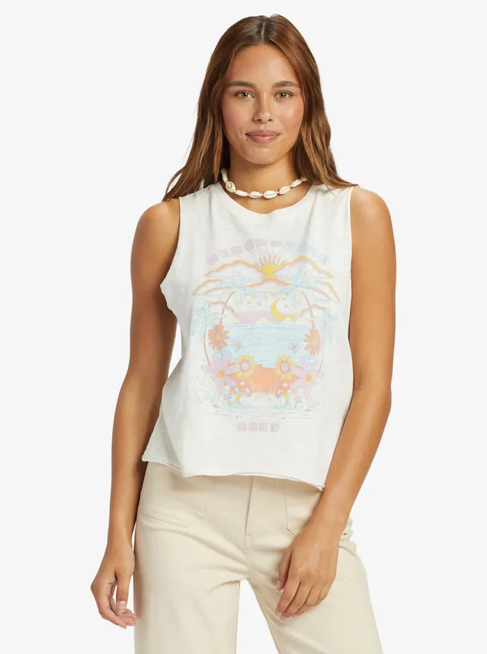 Roxy Tees and Tanks Beachy Days Muscle Tank Snow White 8211 Womens