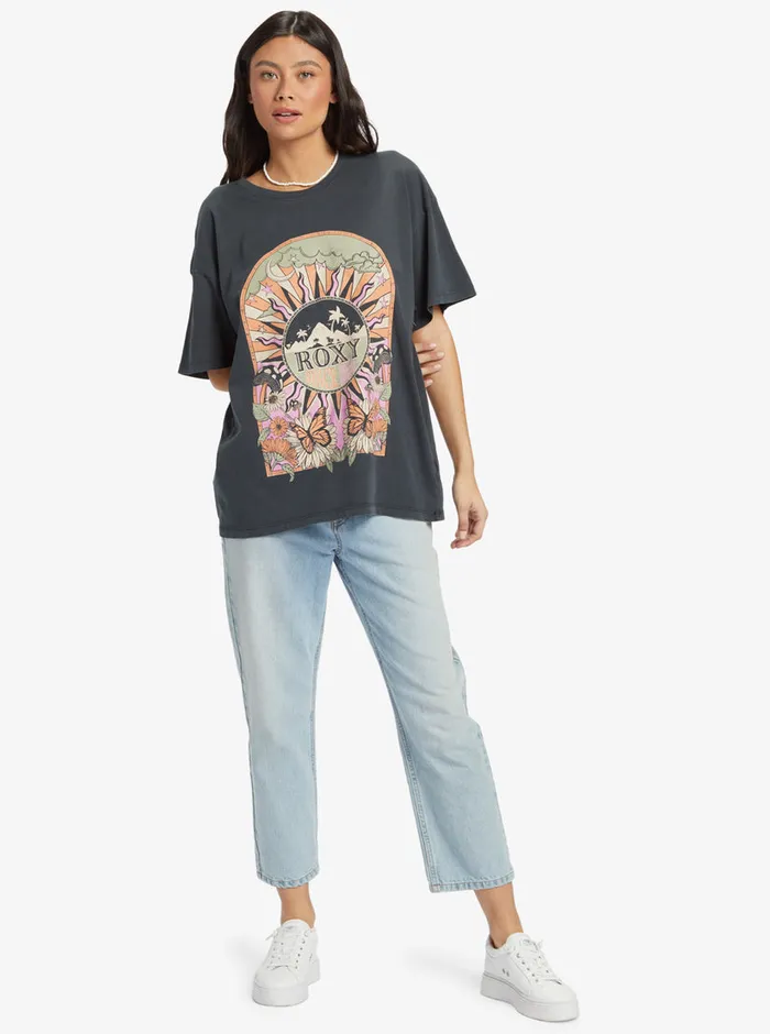 Roxy Tees and Tanks Cosmic Window TShirt Anthracite 8211 Womens