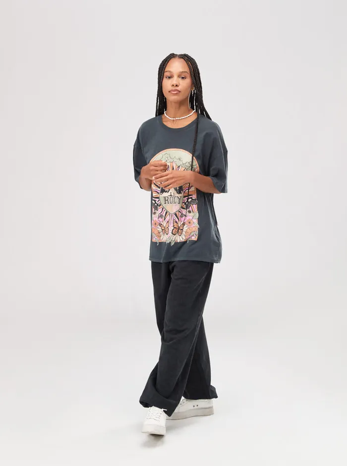 Roxy Tees and Tanks Cosmic Window TShirt Anthracite 8211 Womens
