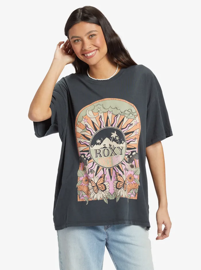 Roxy Tees and Tanks Cosmic Window TShirt Anthracite 8211 Womens