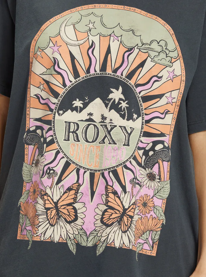 Roxy Tees and Tanks Cosmic Window TShirt Anthracite 8211 Womens