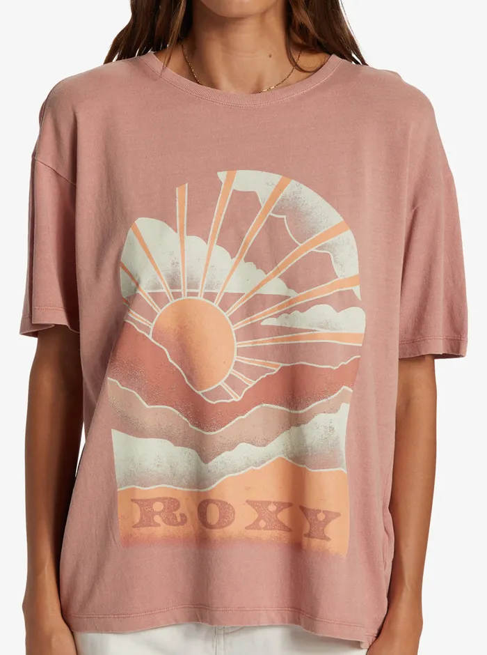 Roxy Tees and Tanks Get Lost In The Moment Oversized Boyfriend TShirt Ash Rose 8211 Womens