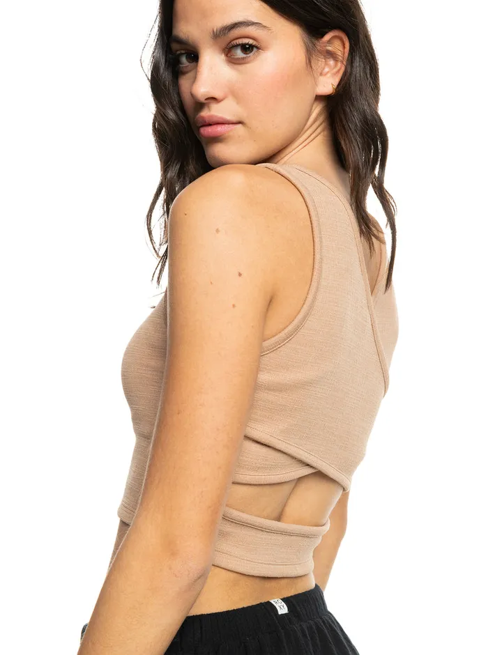 Roxy Tees and Tanks Good Keepsake Crop Top Warm Taupe 8211 Womens