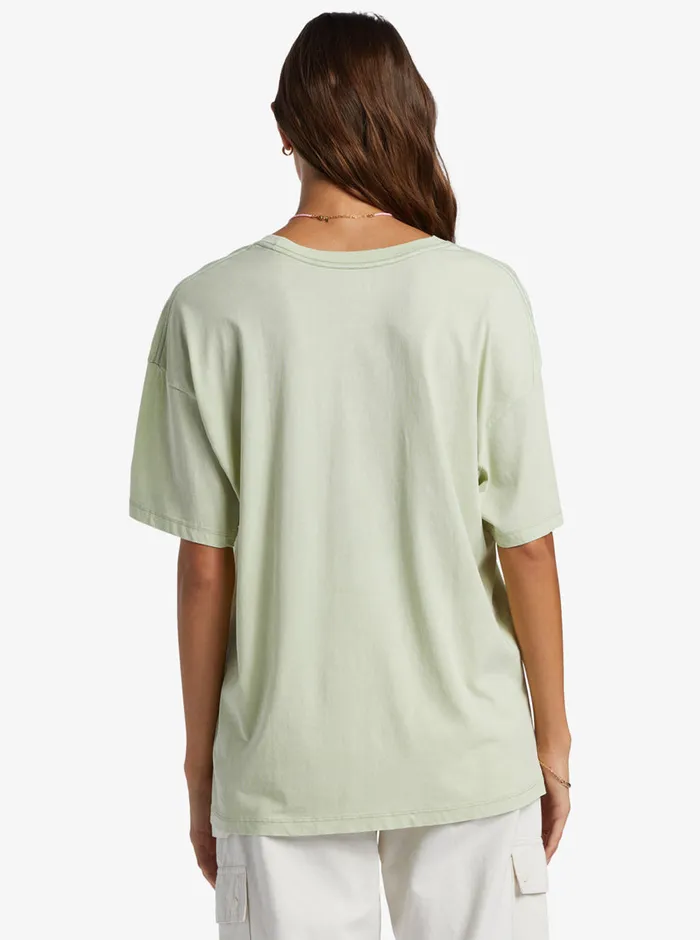 Roxy Tees and Tanks Hibiscus Paradise Oversized Boyfriend TShirt Laurel Green 8211 Womens
