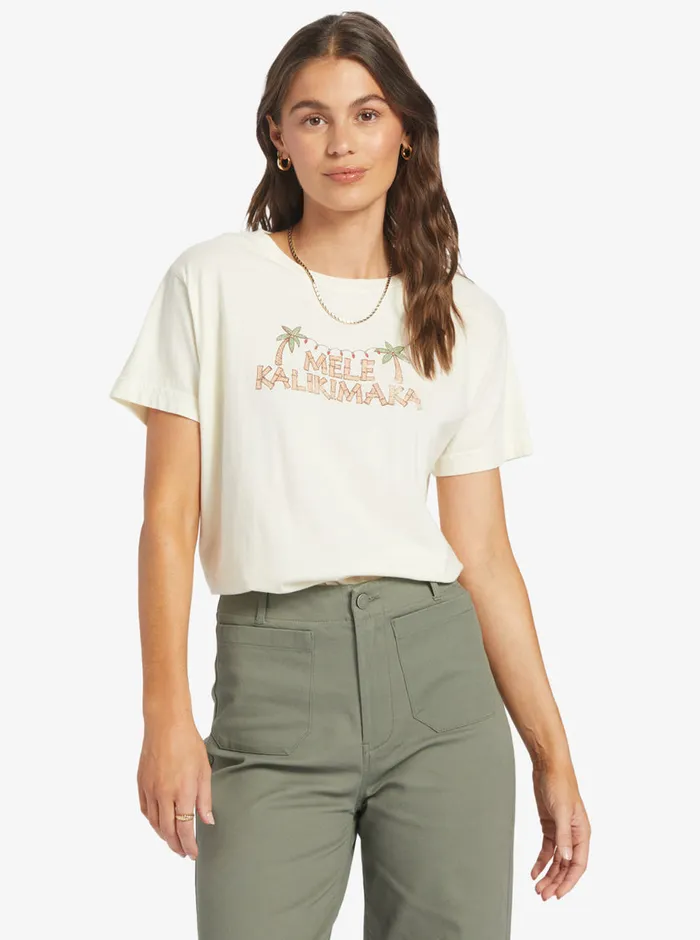 Roxy Tees and Tanks Mele Tiki Boyfriend TShirt Egret 8211 Womens