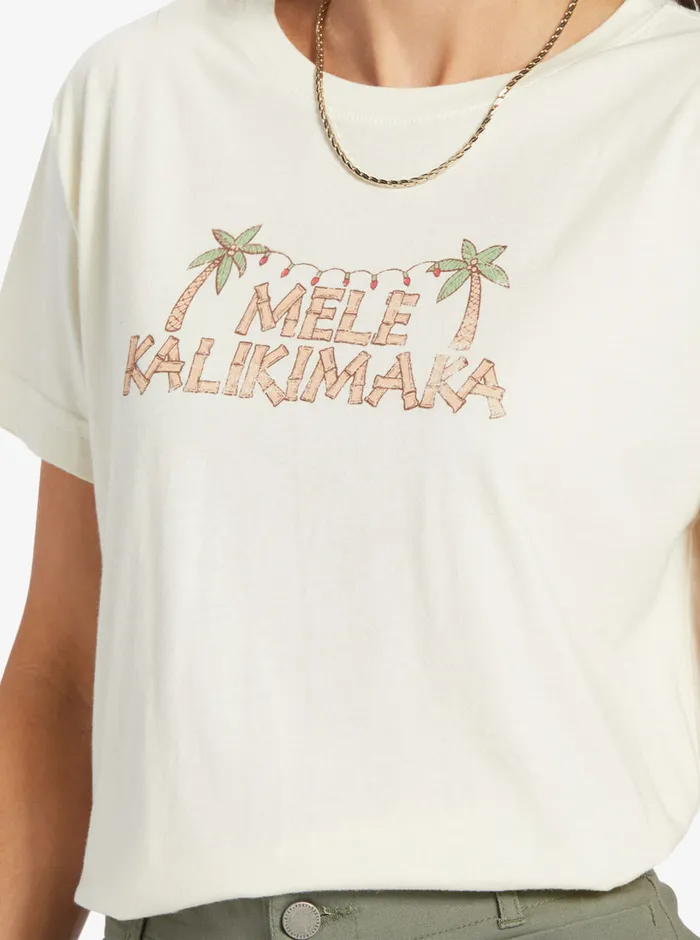Roxy Tees and Tanks Mele Tiki Boyfriend TShirt Egret 8211 Womens