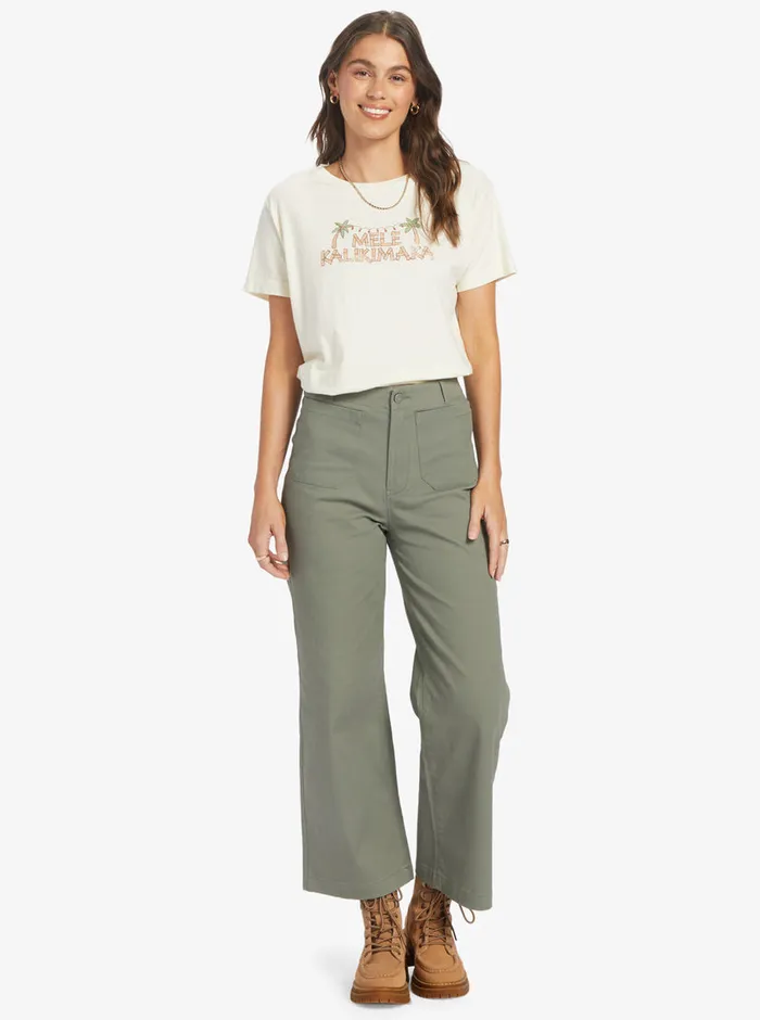 Roxy Tees and Tanks Mele Tiki Boyfriend TShirt Egret 8211 Womens