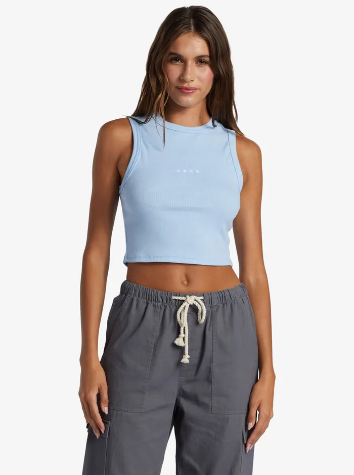 Roxy Tees and Tanks Roxify Fitted Ribbed Tank Bel Air Blue 8211 Womens