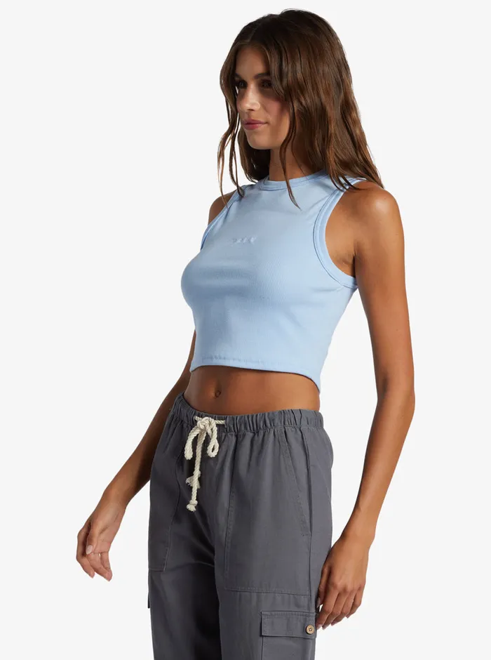 Roxy Tees and Tanks Roxify Fitted Ribbed Tank Bel Air Blue 8211 Womens