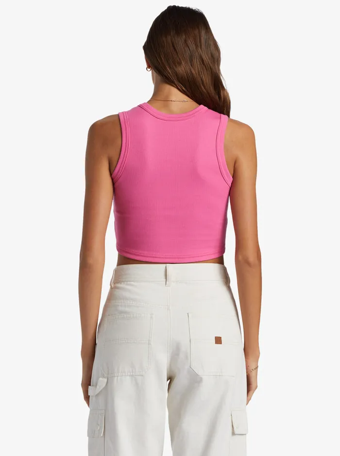 Roxy Tees and Tanks Roxify Fitted Ribbed Tank Shocking Pink 8211 Womens