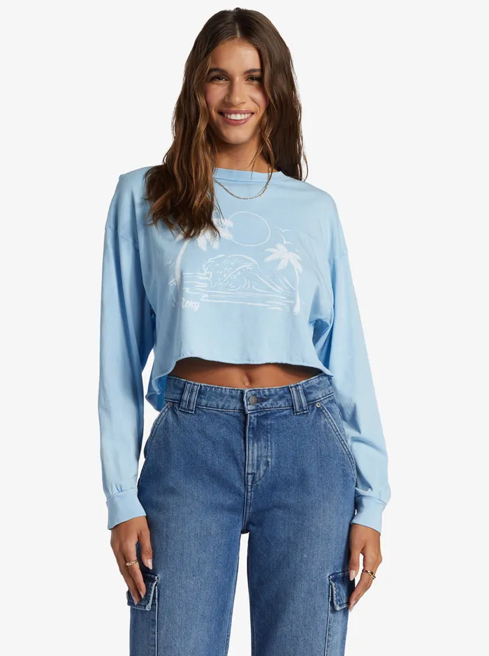 Roxy Tees and Tanks Simple Surf Oversized Long Sleeve TShirt Clear Sky 8211 Womens Roxy Tees and Tanks Simple Surf Oversized Long Sleeve TShirt Clear Sky 8211 Womens