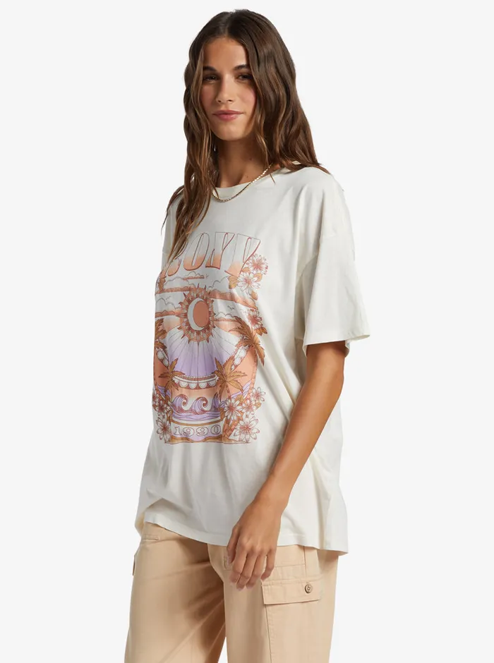 Roxy Tees and Tanks Star Chart Oversized Boyfriend TShirt Egret 8211 Womens