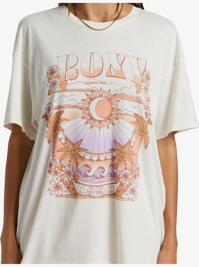 Roxy Tees and Tanks Star Chart Oversized Boyfriend TShirt Egret 8211 Womens